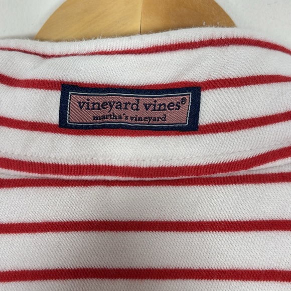 Vineyard Vines 1/4 Zip Fleece Sweatshirt M Orange White Stripe Sweater Preppy - Picture 6 of 9